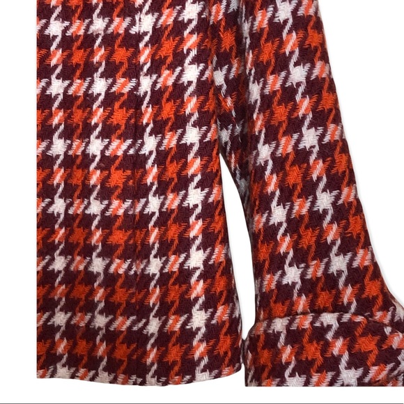 Banana Republic Pea Coat Houndstooth Plaid Rust/ Cream Retro Wool Coat- … - Picture 5 of 10